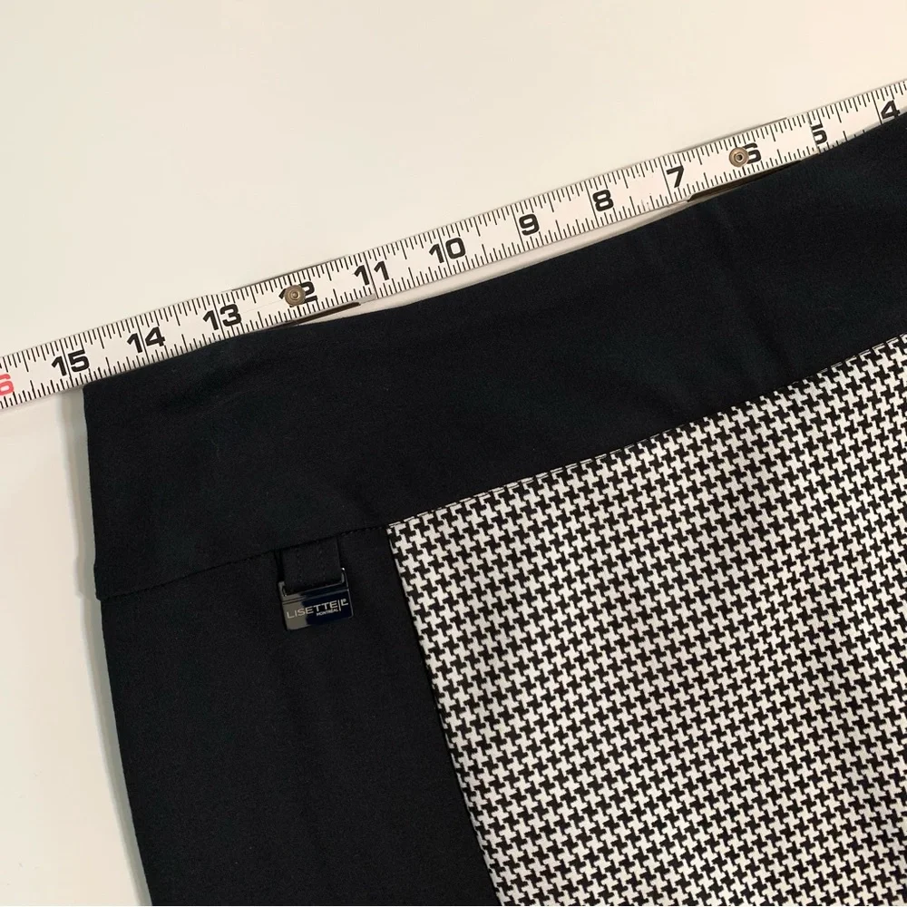 LISETTE L Black and White Houndstooth Pencil Skirt Size 10 Chic Flattering